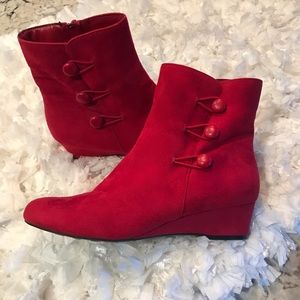Impo red suede wedge ankle booties!